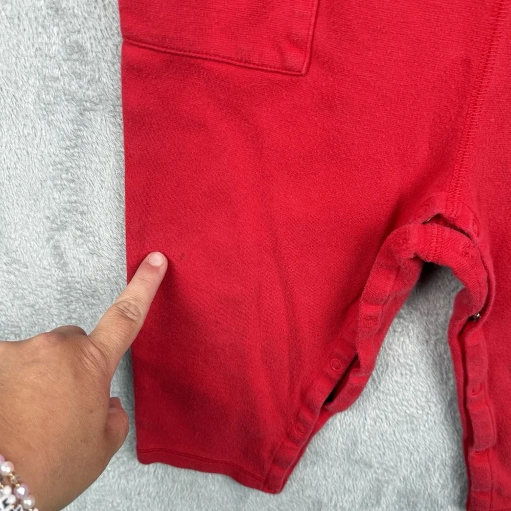 Gymboree Overalls Baby Girl Small 12-24 Month Red Embroidered Heart 90s FLAW